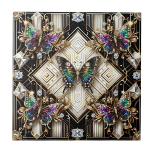 Carreau Papillon arc-en-ciel Art Déco Néo-Rétro
