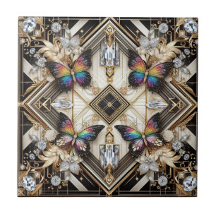 Carreau Papillon Arc-en-Ciel Art Déco Rétro Nouveau