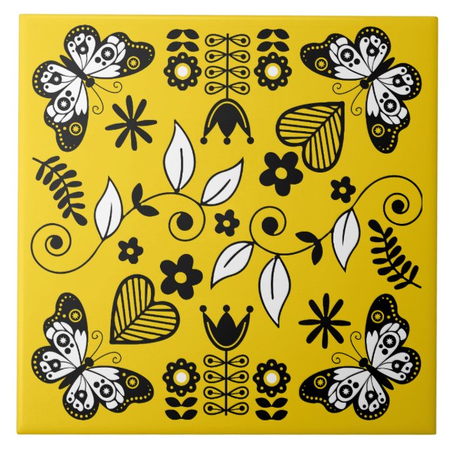 Carreau Papillon art populaire scandinave (Devant)