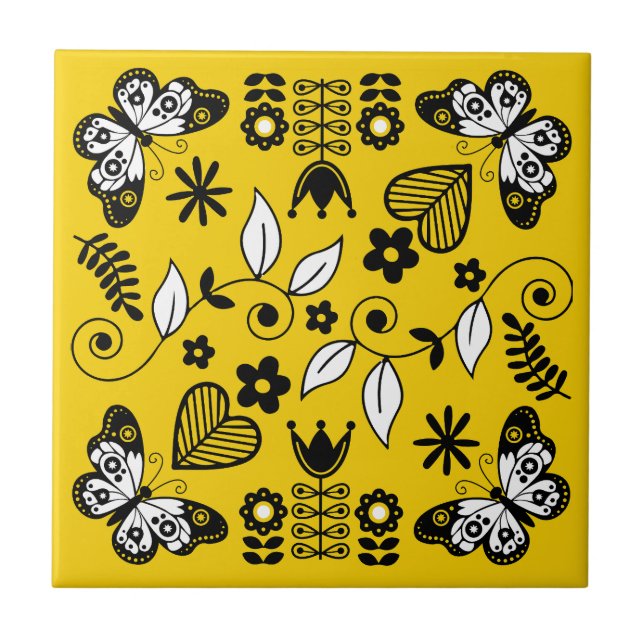 Carreau Papillon art populaire scandinave (Devant)