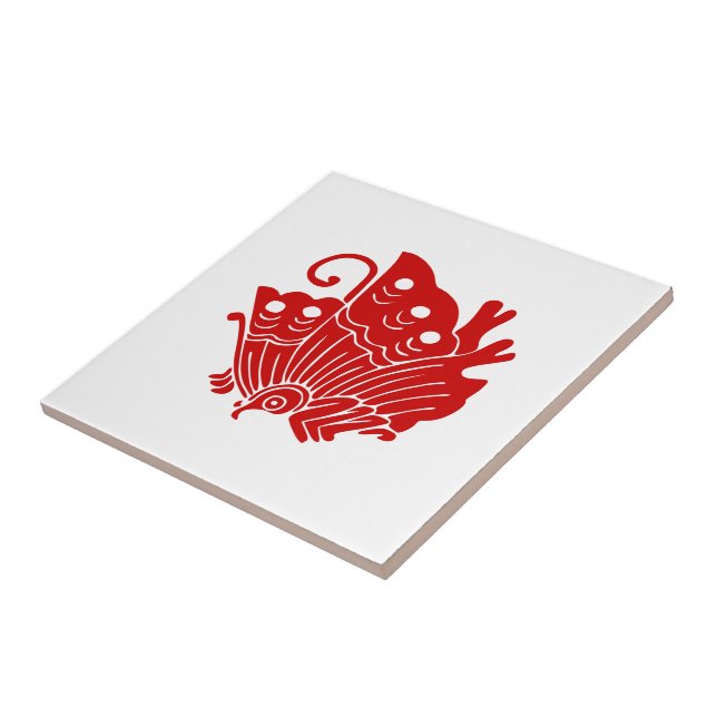 Carreau Papillon asiatique Japonais Conception Kamon (Côté)