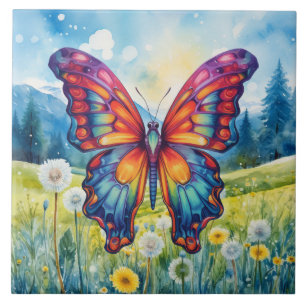 Carreau Papillon Bleu Orange ailes