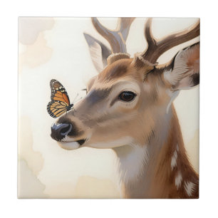 Carreau Papillon Cerf Aquarelle