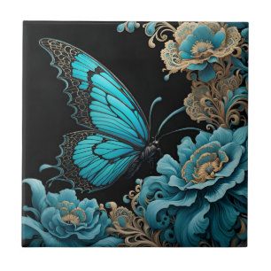 Carreau Papillon dans un jardin fleuri la nuit