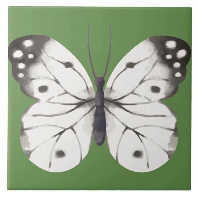 Carreau Papillon d'aquarelle noir et blanc (Devant)