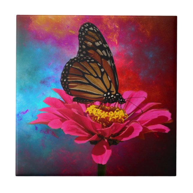 Carreau papillon de Bohème turquoise de turquoise fuchsia (Devant)