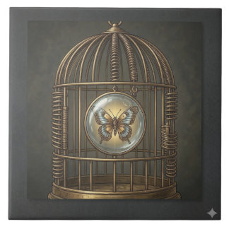 Carreau Papillon de cage à oiseaux surréaliste gothique Ar