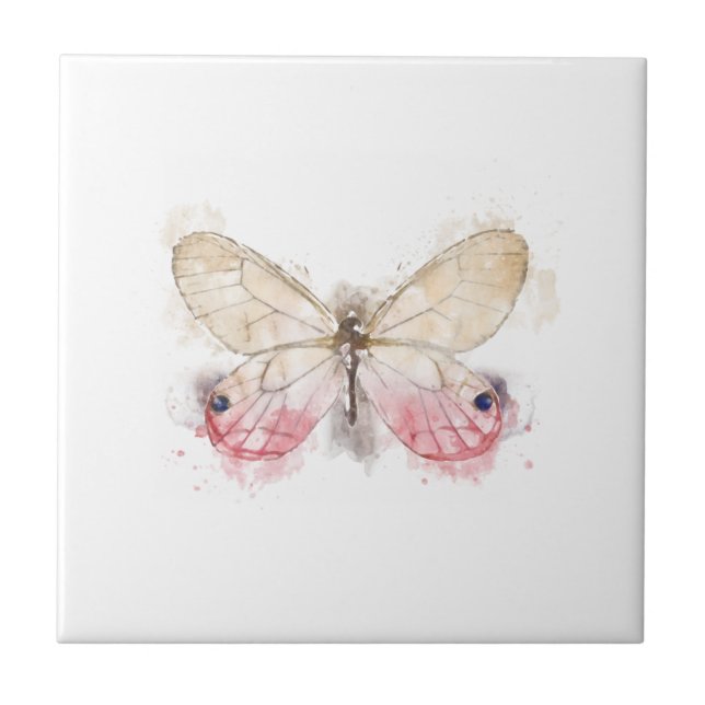 Carreau Papillon de couleur rose et crème (Devant)