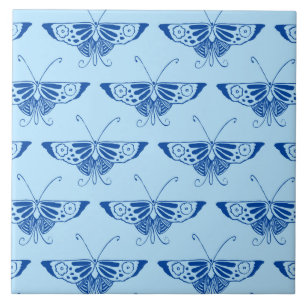 Carreau Papillon déco stylisé - cobalt et bleu pâle
