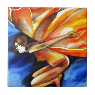 Carreau Papillon fille surréaliste art imaginaire original