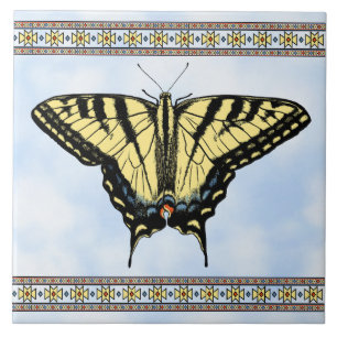 Carreau Papillon géométrique jaune du Sud-Ouest