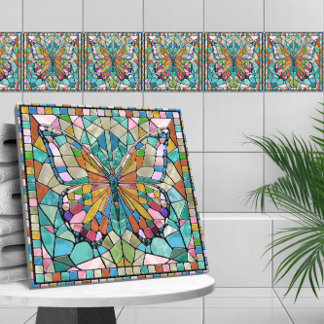 Carreau Papillon - mosaïque colorée art
