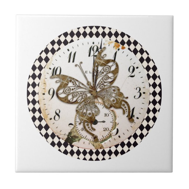 Carreau Papillon Steampunk Round (Devant)