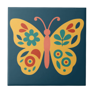 Carreau Papillon stylisé inspiré de la nature avec des élé
