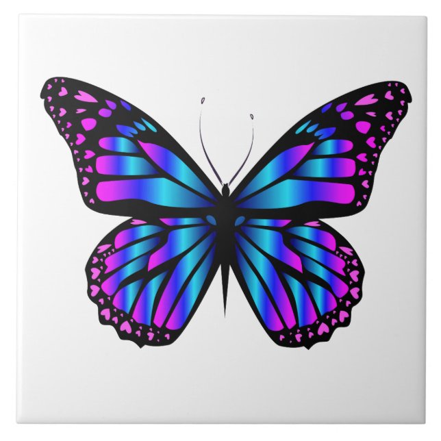 Carreau papillon vibrant de couleur (Devant)