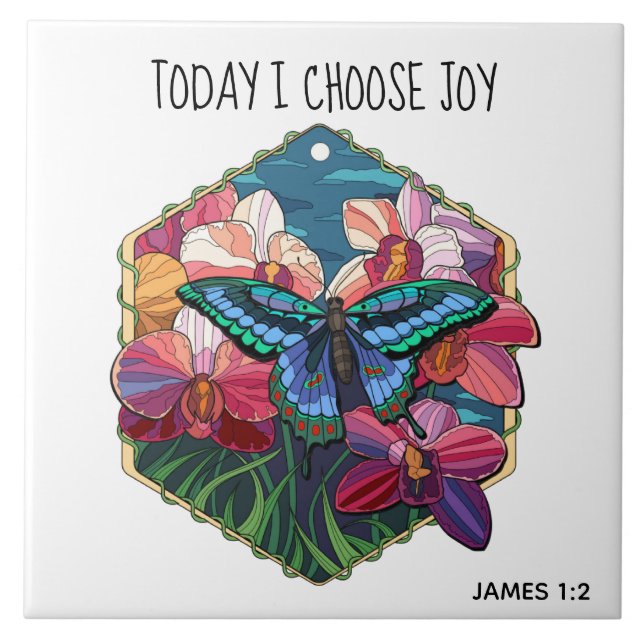 Carreau Papillon, w verset de James 1:2 (Devant)
