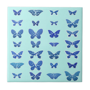 Carreau Papillons, bleu, arrière - plan turquoise