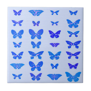 Carreau Papillons, bleu cobalt, bleu clair arrière - plan
