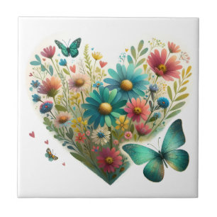 Carreau Papillons Botaniques Fleur Sauvage Murmurante