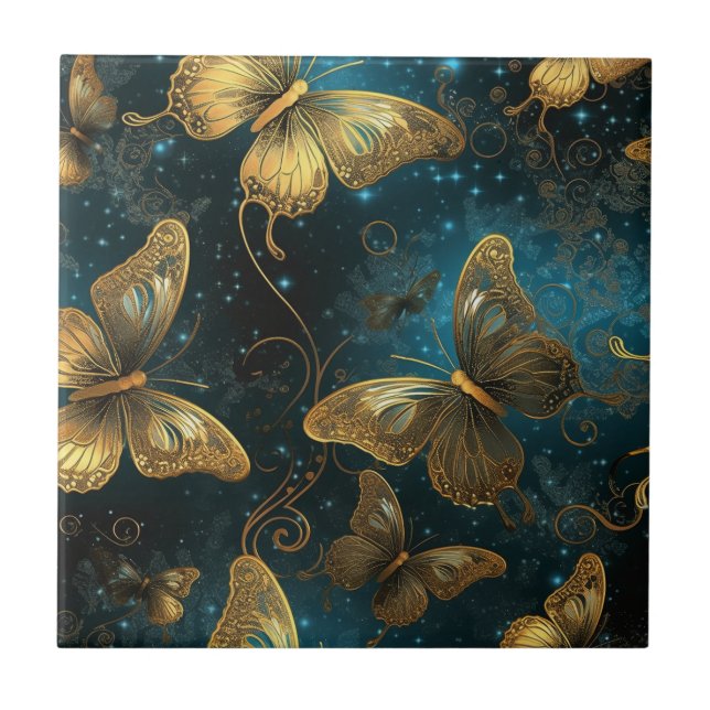 Carreau Papillons d'or Carrelage en céramique (Devant)