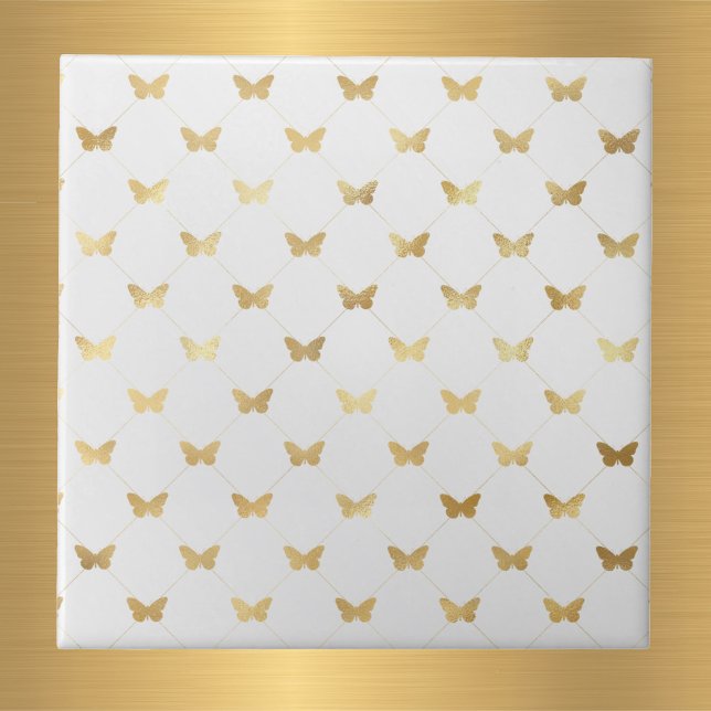 Carreau Papillons Glam Gold Blanc (Créateur téléchargé)