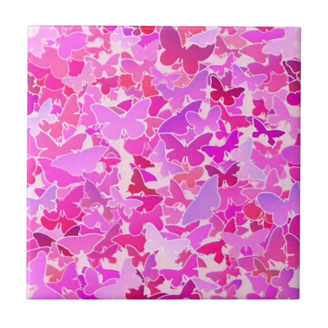 Carreau Papillons, violet, lavande, rose (Devant)