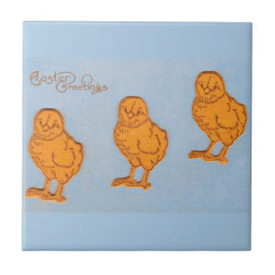 Carreau Pâques Salutations poussins en Bleu