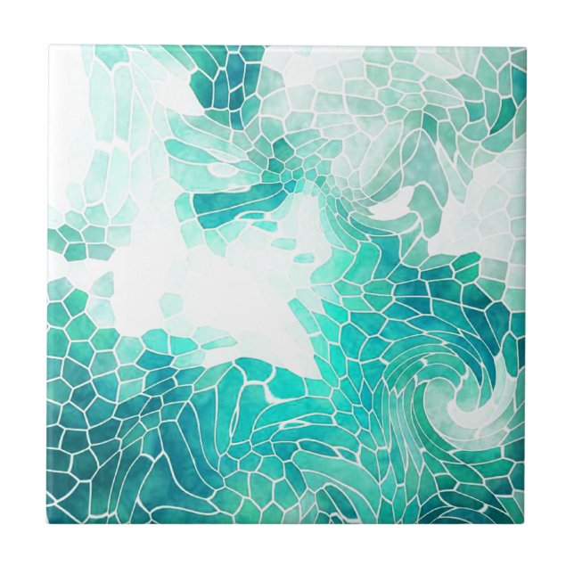 Carreau Par la mer, copie abstraite de mosaïque (Devant)