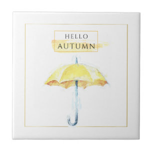 Carreau Parapluie d'automne doré élégant et artistique Des