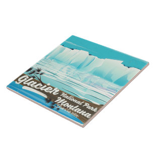 Carreau Parc national de Glacier, Montana affiche vintage