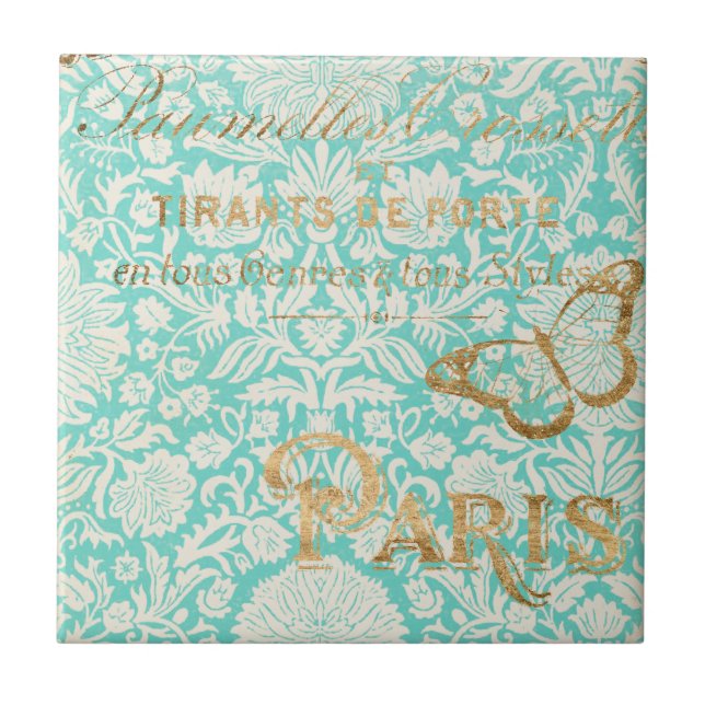 Carreau Paris Gold Design vintage Avec Papillon (Devant)