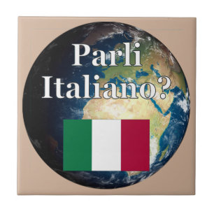 Carreau Parlez-vous italien ? en italien. Drapeau et Terre