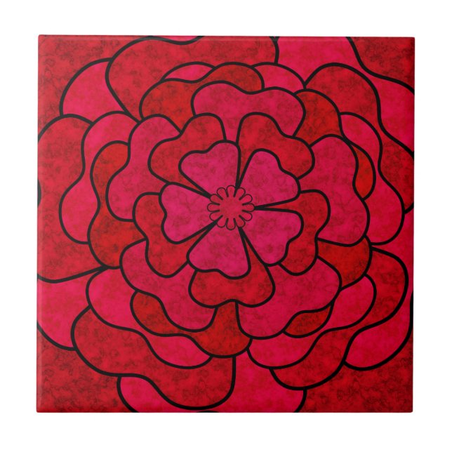 Carreau Parquet de fleurs rouges abstraites et fleuries (Devant)