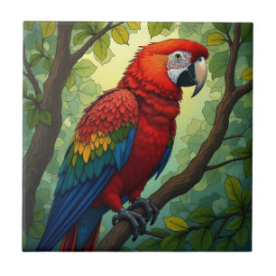 Carreau Parrot rouge coloré Art Décor Carrelage céramique