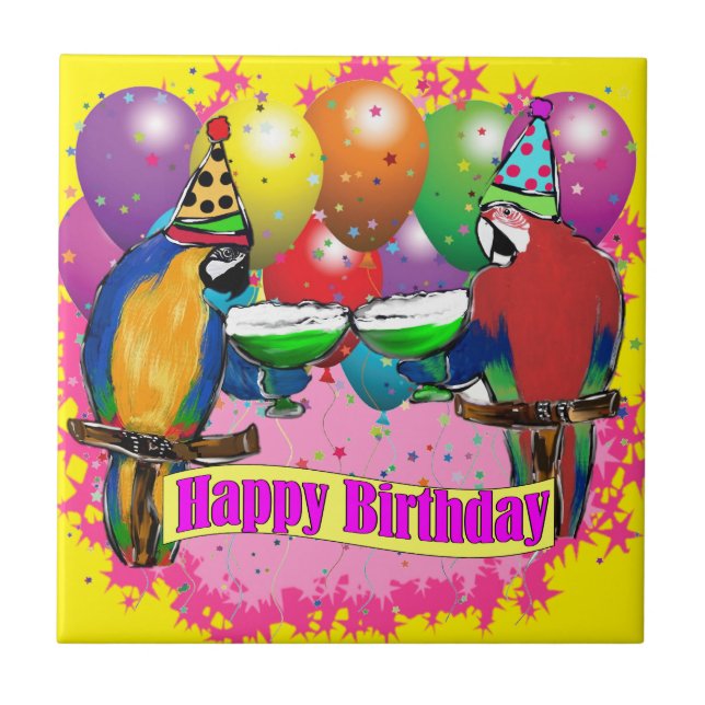 CARREAU PARROTS D'ANNIVERSAIRE (Devant)