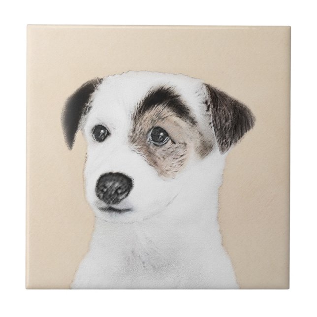 Carreau Parson Jack Russell Terrier Peinture - Chien Art (Devant)