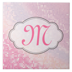 Carreau Parties scintillant à billes Girls rose Monogramme
