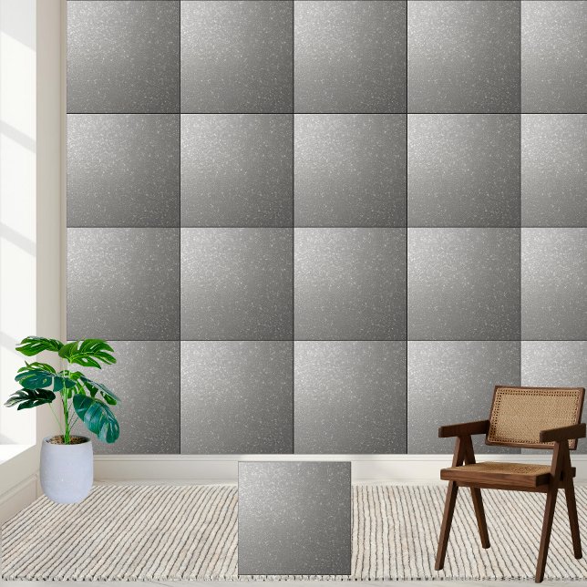 Carreau Parties scintillant Argent Parsemé Carrelage décor (Silver Glitter Sprinkle Decorative Ceramic Tile)
