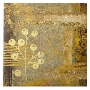 Carreau parties scintillant brune en mauvais état en or a