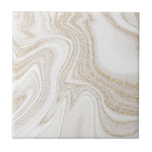 Carreau Parties scintillant d'or en marbre blanc moderne e