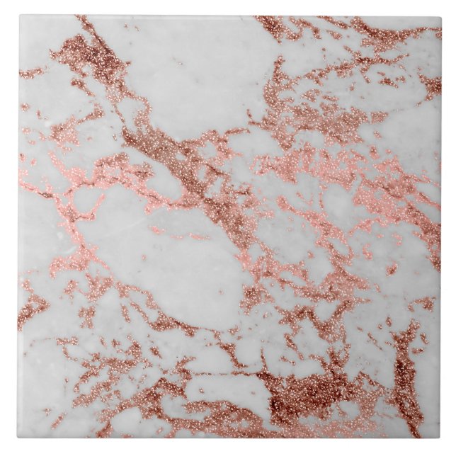 Carreau Parties scintillant d'or Rose en marbre moderne (Devant)