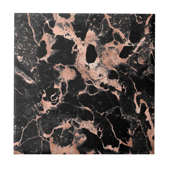Carreau Parties scintillant en marbre noir rose or (Devant)
