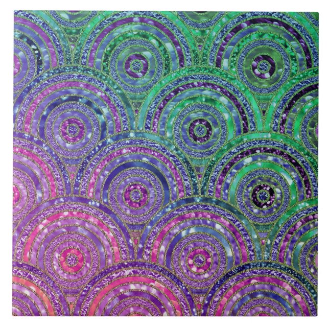 Carreau Parties scintillant en métal de luxe Pink Green Do (Devant)