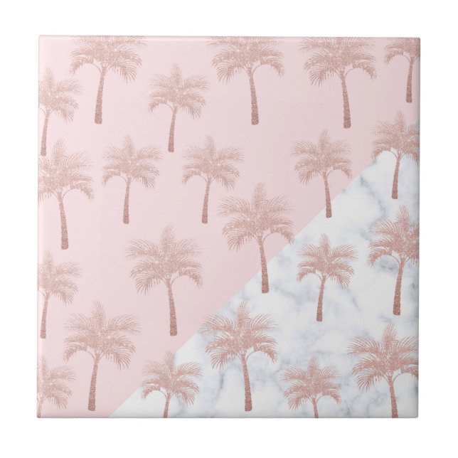 Carreau parties scintillant rose en or et motif en marbre  (Devant)