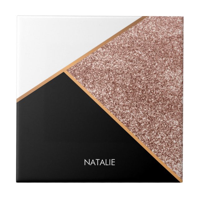 Carreau Parties scintillant rose géométrique (Devant)