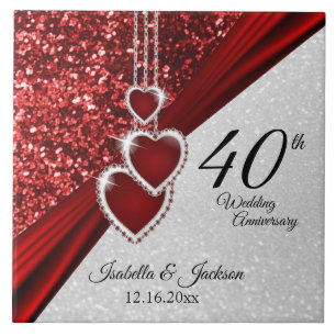 Carreau ⭐ Parties scintillant Rouge rubis 40e anniversaire