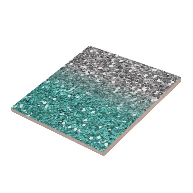 Carreau Parties scintillant Sparkle Turquoise Silver Ombre (Côté)
