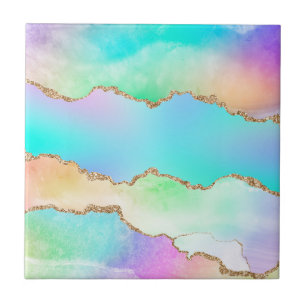 Carreau Pastel Aquarelle Marbre Agate Golden Parties scint