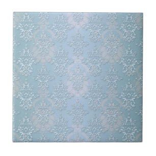 Carreau Pastel Baby Blue Damask