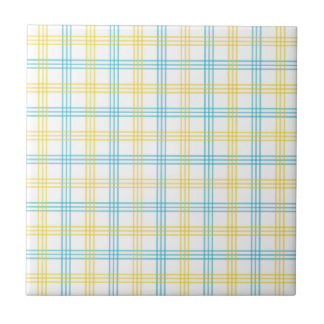 Carreau Pastel Plaid Blue Yellow Accent Ceramic Tile